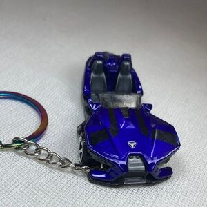 Metallic Blue Toy Car Keychain